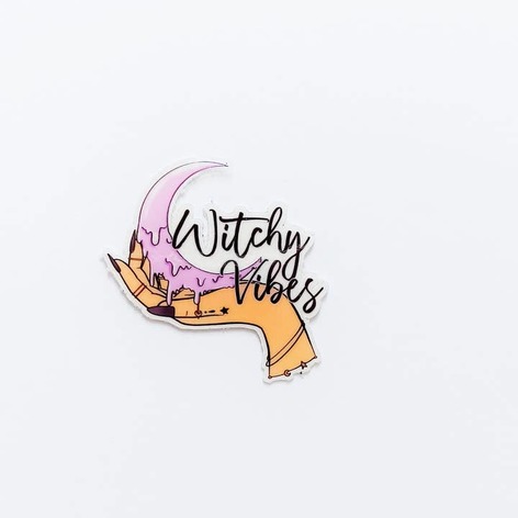 Selling: Transparent Witchy Vibes Crescent Moon Decorative Sticker