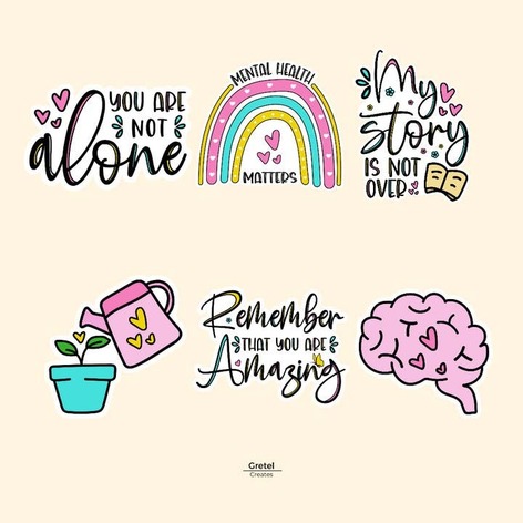 Selling: Be Kind To Your Mind Positive Mental Health Journal Stickers