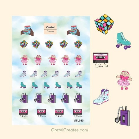 Selling: 80'S Baby Retro Toys Journal Deco Sticker Sheet