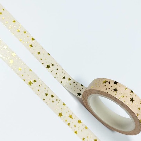 Selling: 7Mm Peach And Gold Stars Washi Tape