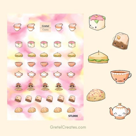 Selling: Time For Tea Journal Deco Sticker Sheet