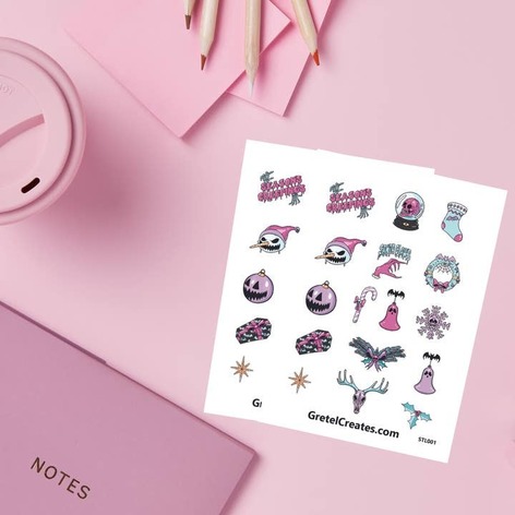 Selling: Pastel Goth Christmas Planner Decorative Stickers