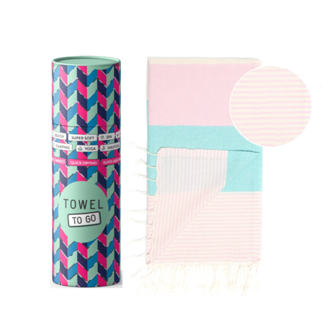 Selling: Towel To Go Palermo Hammam Towel With Gift Box, Mint/Pink