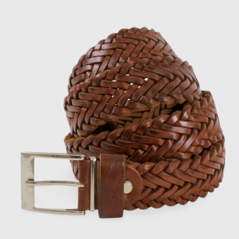 Selling: Natural Braided Black Leather Belt - Brown
