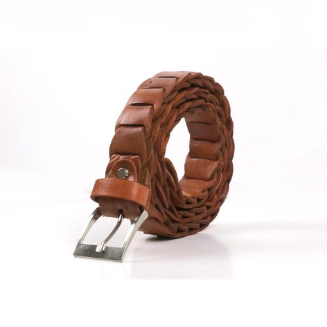 Selling: Natural Multicolor Braided Leather Belt - Brown