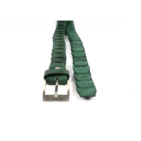 Selling: Natural Multicolor Braided Leather Belt - Green