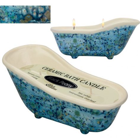 Selling: On A Wick And A Prayer Black Peony Victorian Bath Tub Candle – Blue