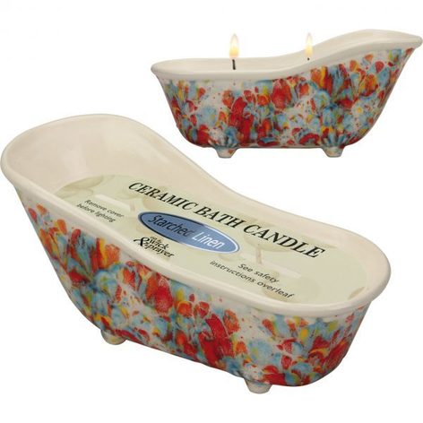 Selling: On A Wick And A Prayer Starched Linen Victorian Bath Tub Candle – Poppy