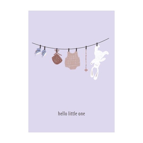 Selling: Hello Little One Baby Card - A6 (10,5 X 14,8 Cm) - Lavender