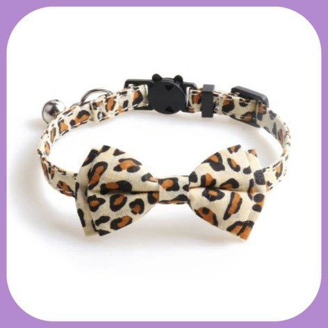 Selling: Luxury Cat Collar - Beige Leopard Print With Bow Tie