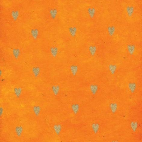 Selling: Heart Lokta Paper Gift Wrap - Various Colours - Orange