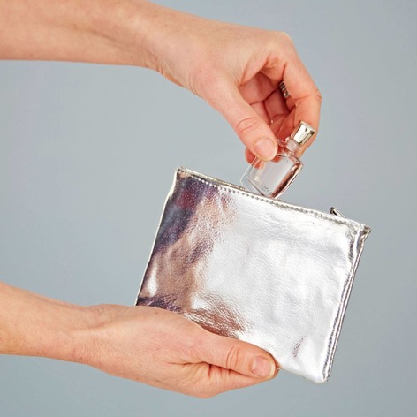 Selling: Small Metallic Makeup Bag - Silver