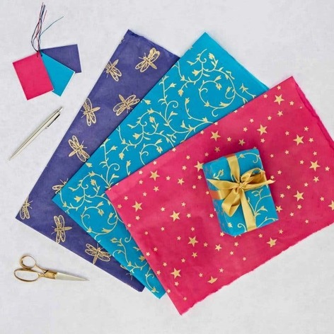 Selling: Three Sheet Lokta Paper Gift Wrap Packs With Tags - Mixed -Gwp34