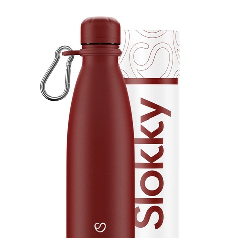 Selling: Matte Red Thermos Bottle, Lid & Carabiner - 500Ml