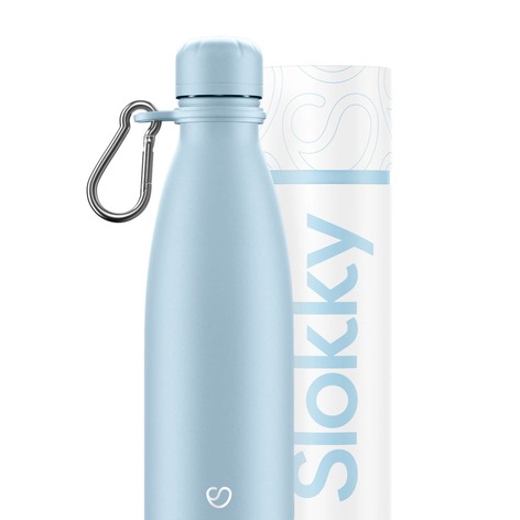 Selling: Pastel Blue Thermos Bottle, Lid & Carabiner - 500Ml