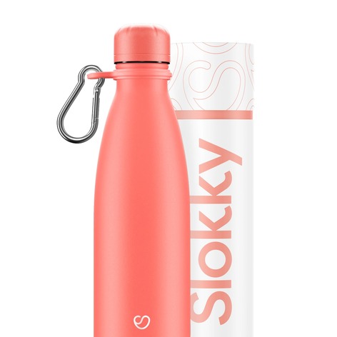 Selling: Pastel Coral Thermos Bottle, Lid & Carabiner - 500Ml
