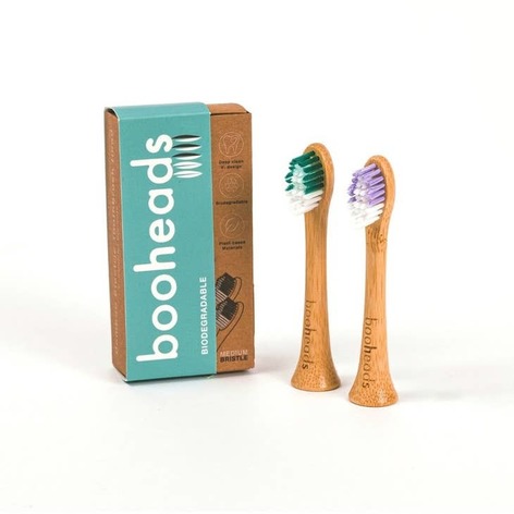 Selling: Booheads - 2Pk - Bamboo Electric Toothbrush Heads - Deep Clean - Purple & Green | Compatible With Sonicare | Biodegradable Eco Friendly Sustainable