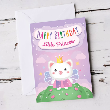 Selling: For Girl Cute Princess Cat Birthday Card