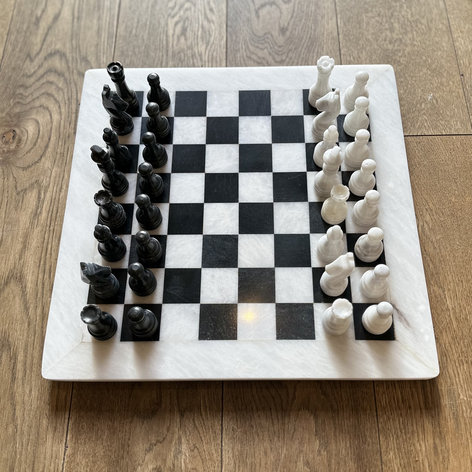 Selling: 15 Inches Luxury Marble Chess Set - White And Black Onyx With Storage