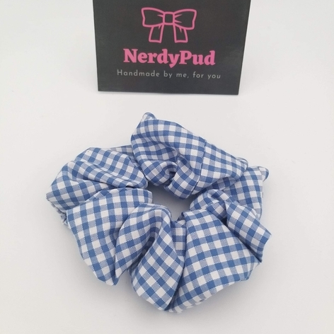 Selling: Blue Gingham Cotton Scrunchie