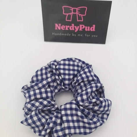 Selling: Navy Gingham Cotton Scrunchie