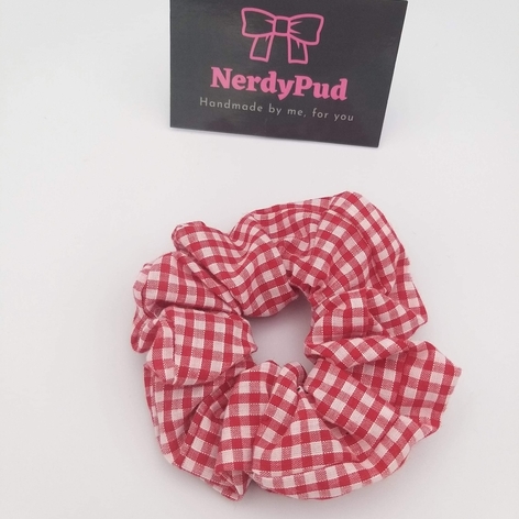 Selling: Red Gingham Cotton Scrunchie