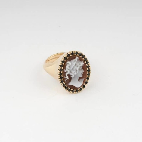 Selling: Women'S Cameo Face And Spinel Adjustable Ring