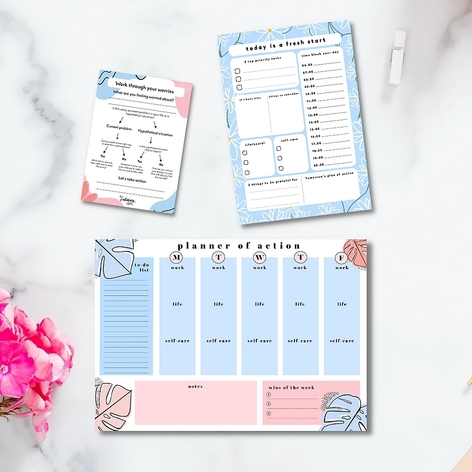 Selling: Self-Care Desk Planners Set Of 3 - Weekly Planner Notepad
