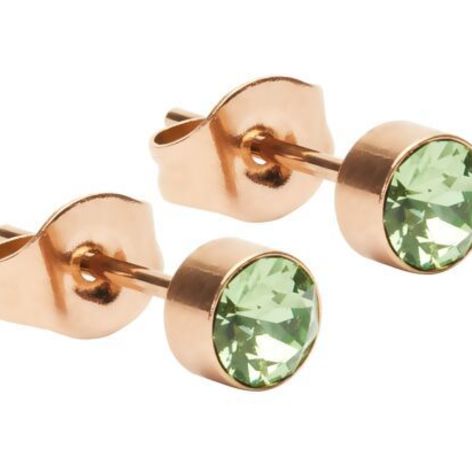 Selling: Ear Studs - "Moments Of Life" - Rose Gold Plated - Peridot 606453