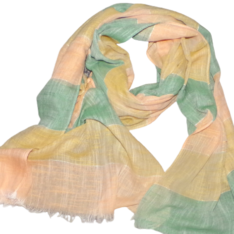Selling: Green And Cream Stripe Soft Summer Scarf Ss232