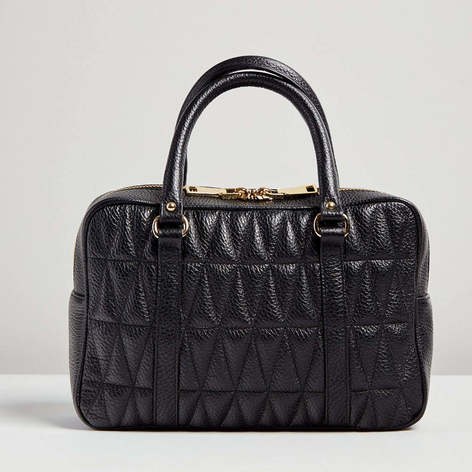 Selling: Elena - Pebbled Quilted Italian - Hand Bag - Black
