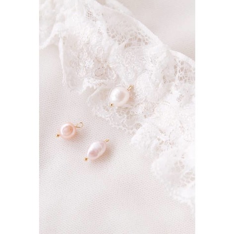 Selling: “Pearl” Lace And Porcelain Flower Bridal Garter | Apricot