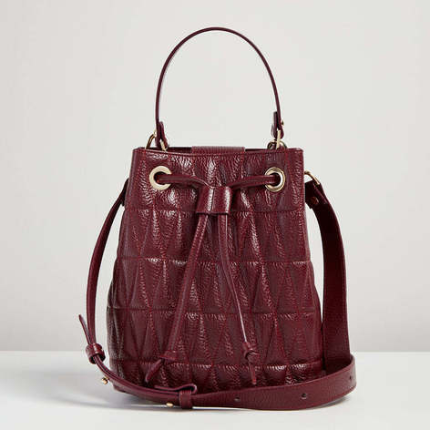 Selling: Camilla2 - Pebbled Quilted Italian - Hand Bag - Bordeaux / Burgundy
