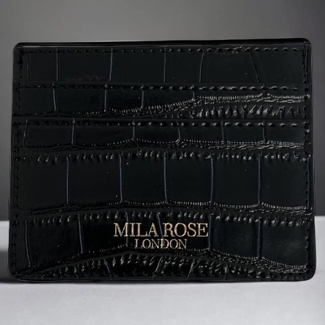 Selling: Black & Gold Leather Croc Print Card Holder Gift Boxed