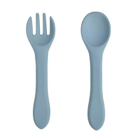 Selling: Silicone Spoon And Fork - Powder Blue