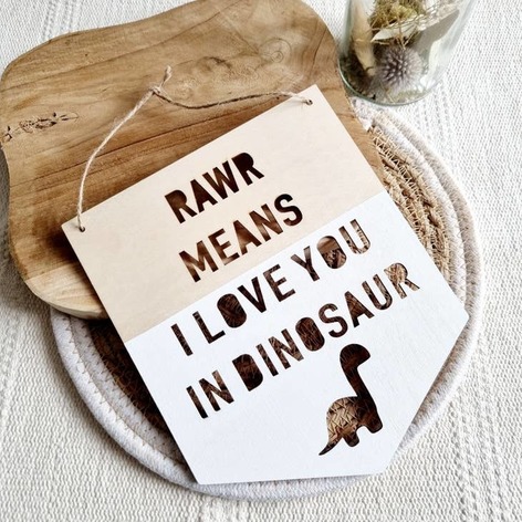 Selling: White Dinosaur Wooden Hanging Plate