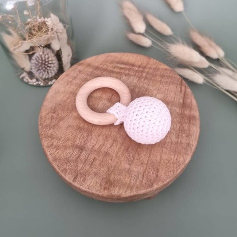 Selling: Crochet Rattle - Soft Pink