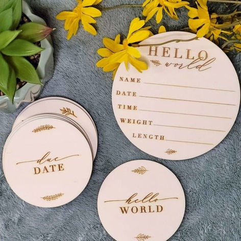 Selling: Wooden Pregnancy Milestone Disc Set | Add "Congrats" Tag  Yes