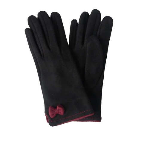 Selling: Faux Suede Gloves With Contrast Bows