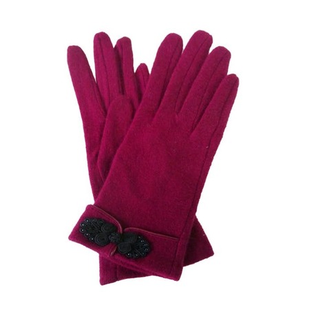 Selling: Knot Button Gloves-Burgundy
