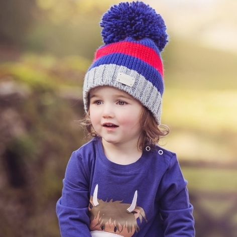 Selling: Grey And Navy Bobble Hat -1-2 Years M