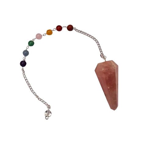 Selling: Pendulum With 7 Chakra Beaded Chain, Rose Quartz