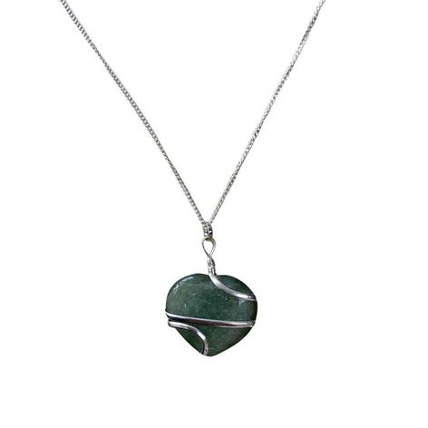 Selling: Crystal Heart Wire Wrap Pendant, 3Cm, Green Aventurine