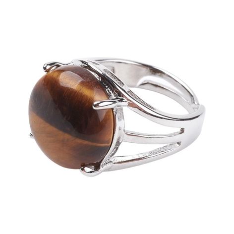 Selling: Adjustable Tiger'S Eye Ring, With Brass Findings