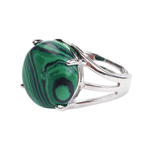 Selling: Adjustable Synthetic Malachite Ring, With Brass Findings