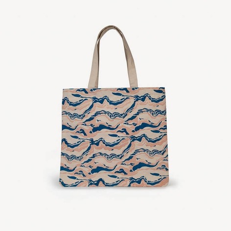 Selling: Large Market Tote - Cobalt Blue And Blush Marble Print