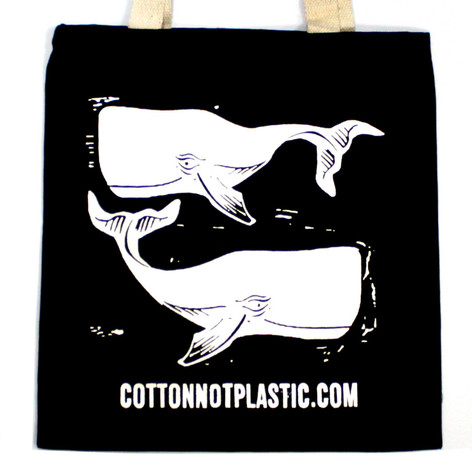 Selling: Lrg Black 8Oz Cotton Bag 38X42Cm - Whales - White