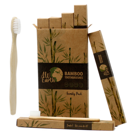 Selling: Bamboo Toothbrush - White - Family Pack Of 4 - Med Soft