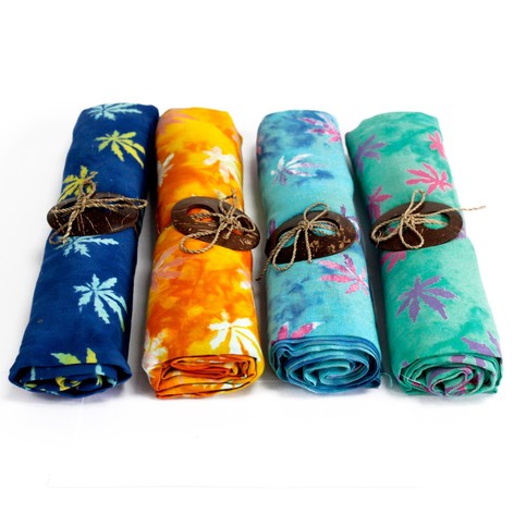 Selling: Bali Block Print Sarong - Tropical Leaves (4 Assorted Colours)
