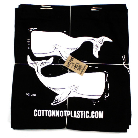 Selling: Lrg Black 8Oz Cotton Bag 38X42Cm - Whales - White - Carton